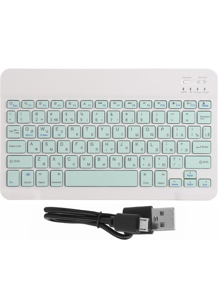 Kablosuz Bluetooth Klavye Tuş Takımları Daktilo Evrensel Cihazla Uyumlu 10INAÇIK Yeşil Rusça (Yurt Dışından)