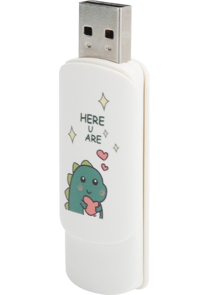 U Disk Slayt Kapak Tipi Karikatür Desen Taşınabilir USB Flash Sürücü Bellek Çubuğu Veri Depolamaküçük Dinozor Kalpli 4gb (Yurt Dışından)