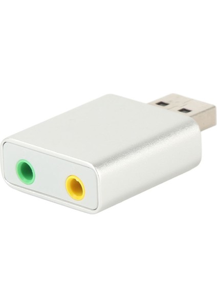 7.1 Kanal Harici USB 2.0 Ila 3.5mm Stereo Ses Ses Kartı Mikrofon Adaptörü Hoparlör (Gümüş) (Yurt Dışından)