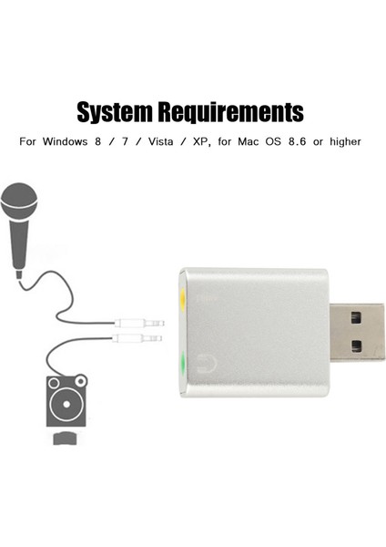 7.1 Kanal Harici USB 2.0 Ila 3.5mm Stereo Ses Ses Kartı Mikrofon Adaptörü Hoparlör (Gümüş) (Yurt Dışından) fırsatları
