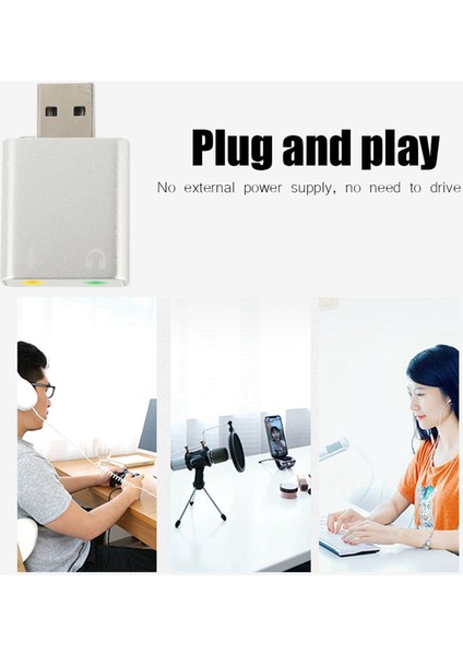 7.1 Kanal Harici USB 2.0 Ila 3.5mm Stereo Ses Ses Kartı Mikrofon Adaptörü Hoparlör (Gümüş) (Yurt Dışından) indirimleri