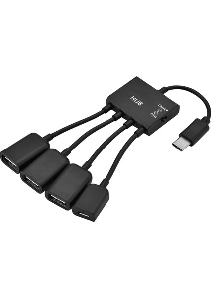 4'ü 1 Arada Usb3.1 Tip C Erkek - USB 2.0 Dişi 3 Portlu USB Hub Otg Fonksiyonu Usb-C Şarj Portu ile (Yurt Dışından)