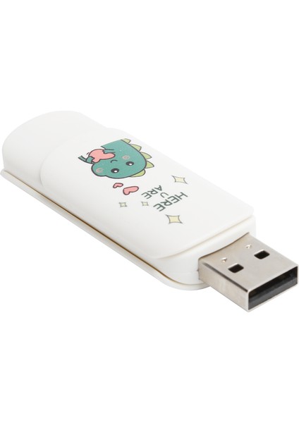 U Disk Slayt Kapak Tipi Karikatür Desen Taşınabilir USB Flash Sürücü Bellek Çubuğu Veri Depolamaküçük Dinozor Kalpli 4gb (Yurt Dışından)