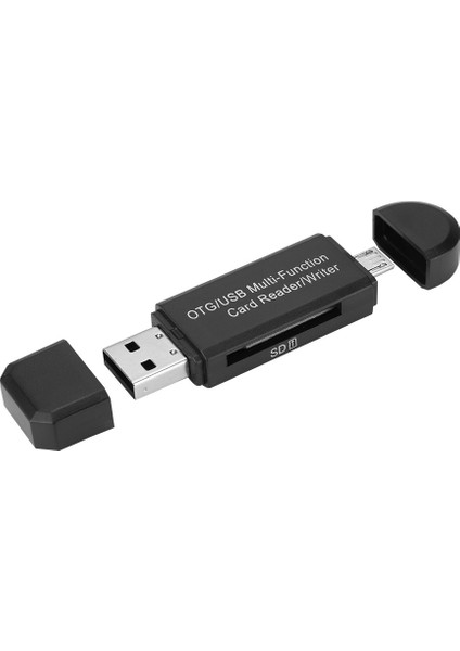 Otg USB Çok Işlevli Kart Okuyucu Yazıcı Micro Sd Sd Tf Pc ve Akıllı Cep Telefonları Için (Siyah) (Yurt Dışından)