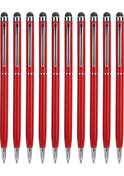 10 Adet Stylus 2'si 1 Arada Kapasitif Dokunmatik Ekran Tükenmez Kalemler Metal Bilgisayar Aksesuarları Kırmızı (Yurt Dışından)