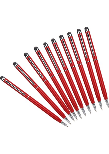 10 Adet Stylus 2'si 1 Arada Kapasitif Dokunmatik Ekran Tükenmez Kalemler Metal Bilgisayar Aksesuarları Kırmızı (Yurt Dışından) modelleri