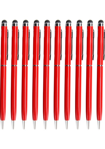 10 Adet Stylus 2'si 1 Arada Kapasitif Dokunmatik Ekran Tükenmez Kalemler Metal Bilgisayar Aksesuarları Kırmızı (Yurt Dışından) indirimleri