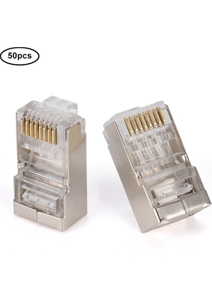 50 Adet Cat6 RJ45 Fiş Ethernet Ağ Kablosu Modüler Konnektör 8P8C Altın Kaplama (Yurt Dışından) fiyatları