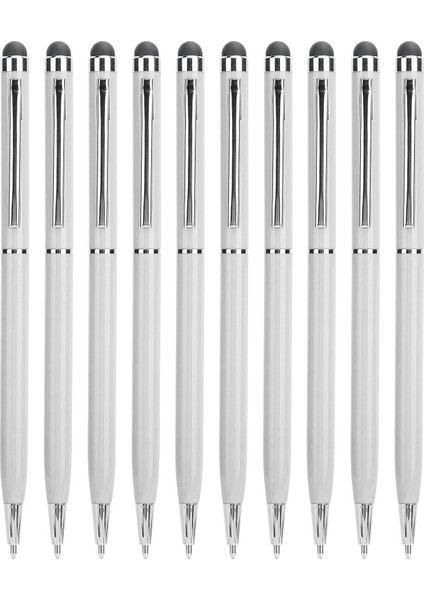 10 Adet Stylus 2'si 1 Arada Kapasitif Dokunmatik Ekran Tükenmez Kalemler Metal Bilgisayar Aksesuarlarıbeyaz (Yurt Dışından)