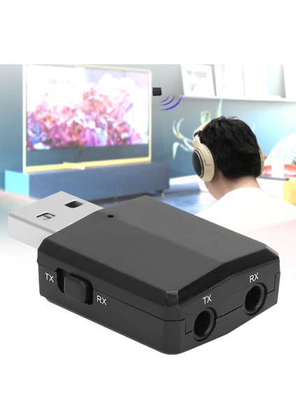 USB Kablosuz Ses Alıcı Alıcı Taşınabilir 3'ü 1 Arada Bluetooth ile 2 Adet Kablo (Yurt Dışından)