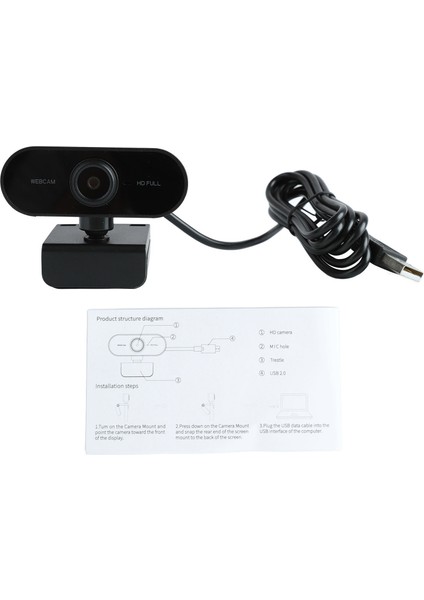 Bilgisayar Kamerası Hd 1080P Dahili Mikrofon Otomatik Odaklama USB Bilgisayar Web Kamerası Konferans Kaydı Için Web Kamerası (Yurt Dışından)