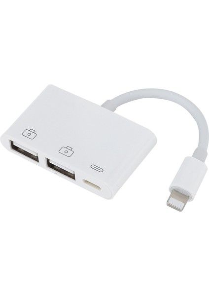 3'ü 1 Arada Otg Adaptörü Genişletme Yuvası Ios Hafıza Kartı USB Hub Klavye Fare Kamera Piyano (Yurt Dışından)