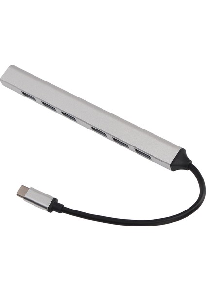 USB C Hub 7'si 1 Arada Gümüş Tak ve Çalıştır USB C'den 7xusb3.0 Hub'a Çoklu Bağlantı Noktası Adaptörü Win Office Için (Yurt Dışından)
