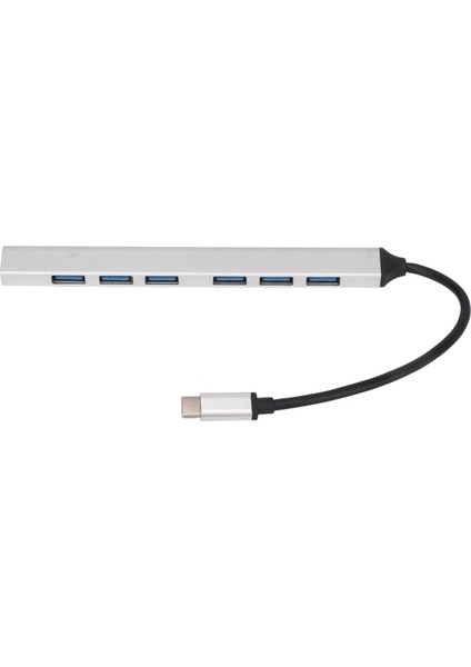 USB C Hub 7'si 1 Arada Gümüş Tak ve Çalıştır USB C'den 7xusb3.0 Hub'a Çoklu Bağlantı Noktası Adaptörü Win Office Için (Yurt Dışından)