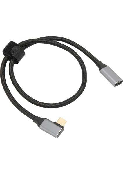 USB C - USB C 3.1 Gen 2 Kablosu Dik Açı 90 Derece Erkek - Dişi 100W 20V 5A Şarj 4K 60Hz Yüksek Hızlı 10GBPS Kablo 0,5m (Yurt Dışından)