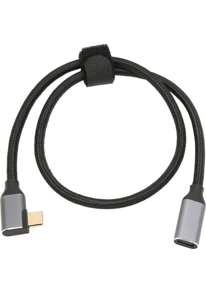 USB C - USB C 3.1 Gen 2 Kablosu Dik Açı 90 Derece Erkek - Dişi 100W 20V 5A Şarj 4K 60Hz Yüksek Hızlı 10GBPS Kablo 0,5m (Yurt Dışından)
