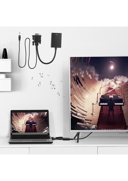 VGA - HDMI Dönüştürücü Kablo Sesli Projektör Pc Hdtv 1080P (Yurt Dışından) fiyatları