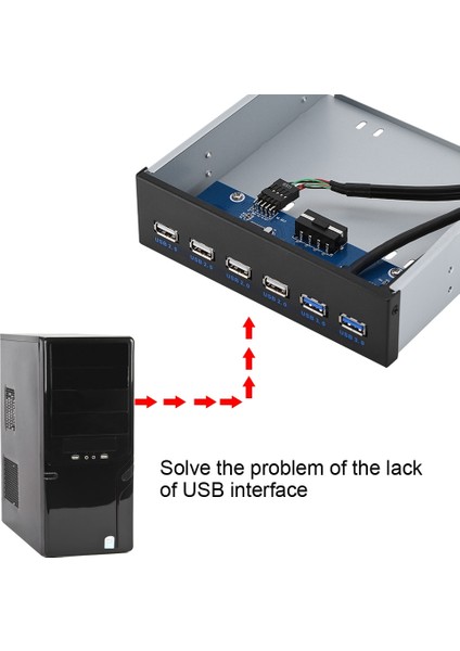 9pın 19PIN Ila 2 * Usb3.0 + 4 * Usb2.0 6 Arayüz Metal Ön Panel USB Hub (Yurt Dışından)