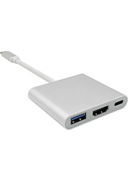 Type C - USB Hub Çok Işlevli 3'ü 1 Arada 5gbps Hız Taşınabilir Type C Yerleştirme Istasyonu Ev Ofis Için Gümüş (Yurt Dışından)
