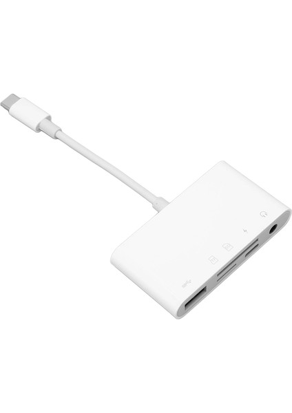 5'i 1 Arada USB C Hub Usb3.0 Portu Depolama Kartı Hafıza Kartı Okuyucu Yuvası Tip C Şarj Portu 3.5mm Aux Portu USB Hub Adaptörü (Yurt Dışından)