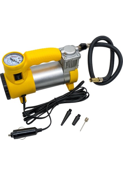 Metal Hava Kompresörü 150 Psı 12V Araç Tipi Çakmaklık Araba Bisiklet Teker Lastik Şambrel Top Şişirme
