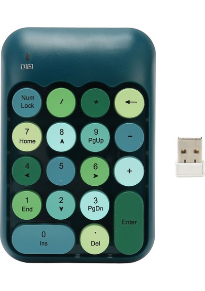 2.4ghz Kablosuz Sayısal Tuş Takımı 18 Tuş Retro Renkli Yuvarlak Tuş Başlıkları Mini Sayı Klavyesi USB Alıcısı ile Dizüstü Bilgisayar Için Koyu Yeşil Renk (Yurt Dışından)
