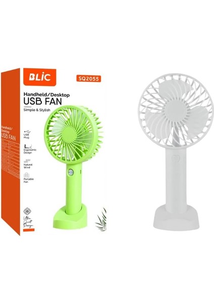 Sessiz Uzun Şarjlı Mini Fan Taşınabilir El ve Masa Üstü 3 Kademeli Vantilatör