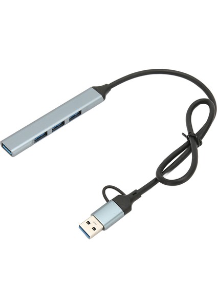 Type C Hub 4 Port 5gbps Alüminyum Alaşımlı Tak ve Çalıştır Uzay Grisi USB 3.0 Yerleştirme Istasyonu Masaüstü Dizüstü Bilgisayar Için (Yurt Dışından)