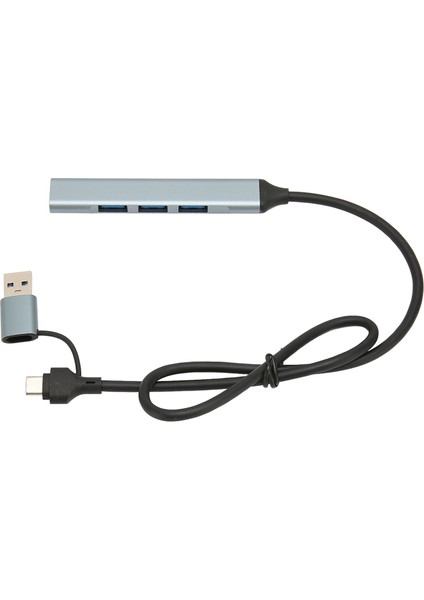 Type C Hub 4 Port 5gbps Alüminyum Alaşımlı Tak ve Çalıştır Uzay Grisi USB 3.0 Yerleştirme Istasyonu Masaüstü Dizüstü Bilgisayar Için (Yurt Dışından)