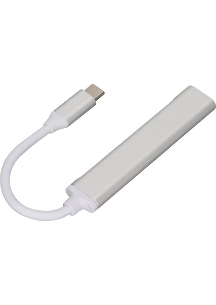 USB C Hub 4'ü 1 Arada Yüksek Hızlı Hafif Taşınabilir USB Yerleştirme Istasyonu Klavye Yazıcı Cep Telefonu Tablet Gümüş (Yurt Dışından)