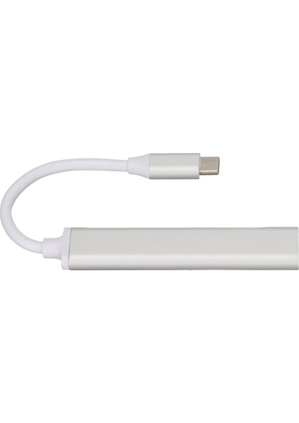 USB C Hub 4'ü 1 Arada Yüksek Hızlı Hafif Taşınabilir USB Yerleştirme Istasyonu Klavye Yazıcı Cep Telefonu Tablet Gümüş (Yurt Dışından)