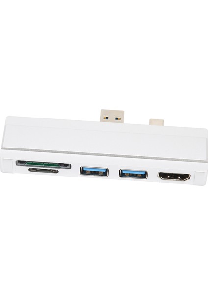 Surface Dock 5'i 1 Arada 5 Gbps Hafıza Kartı Okuyucu 4K Çözünürlük Alüminyum Kabuk Sıcak Takas Usb3.0 Hub WIN10 Için Win Xp Gümüş (Yurt Dışından)