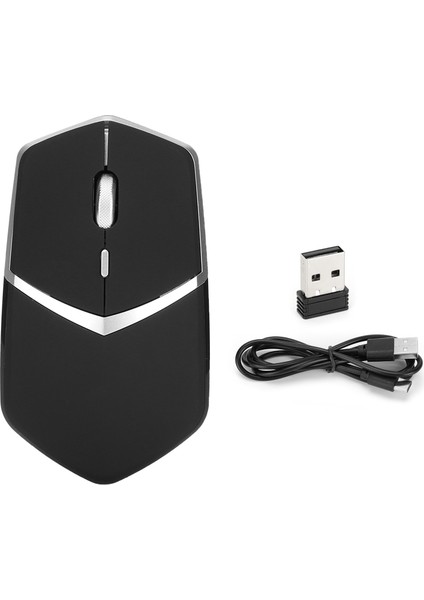Kablosuz Fare Siyah Tip C Şarjlı 4 Düğme 800 1200 1600DPI 2.4ghz Kablosuz Bluetooth Iş Ofis Dizüstü Bilgisayar Faresi (Yurt Dışından)