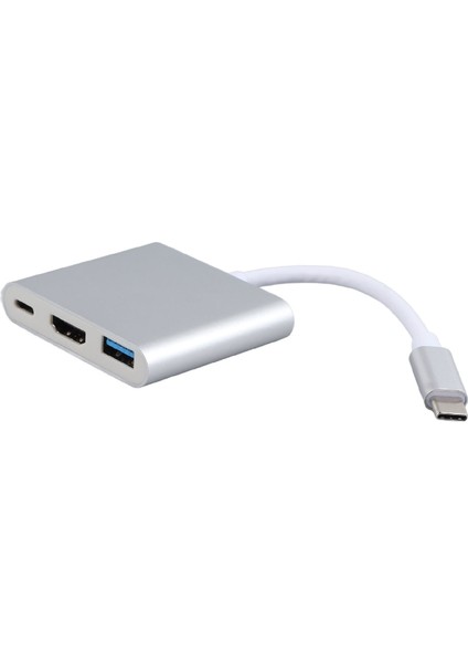 USB C Yerleştirme Istasyonu 3'ü 1 Arada Alüminyum Alaşımlı 4K Hd 5gbps Iletim 60W Pd Güç USB C Hub Tv Projektör Bilgisayar Için (Yurt Dışından)