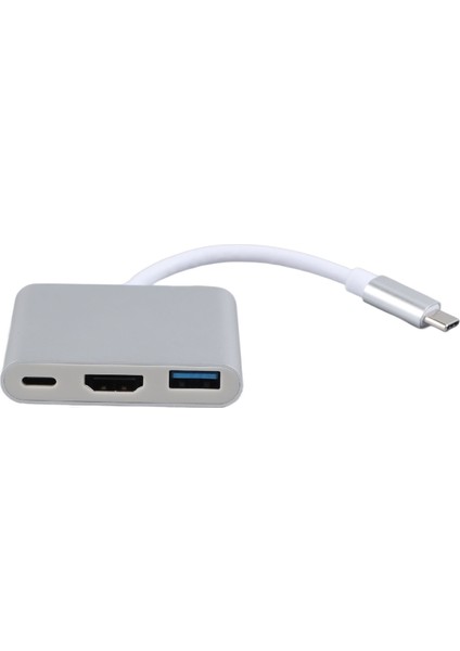 USB C Yerleştirme Istasyonu 3'ü 1 Arada Alüminyum Alaşımlı 4K Hd 5gbps Iletim 60W Pd Güç USB C Hub Tv Projektör Bilgisayar Için (Yurt Dışından)