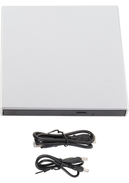 Harici DVD Optik Disk Sürücüsü Ultra Ince Harici CD DVD Sürücü USB 2.0 Taşınabilir CD DVD Yazıcı Dizüstü Masaüstü Bilgisayar Gümüş (Yurt Dışından)