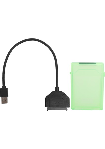 2.5in Sata USB 3.0 Adaptörü SSD HDD Sabit Sürücü Kablosu Bilgisayar Aksesuarları Koruma Kutusu (Yeşil) (Yurt Dışından)