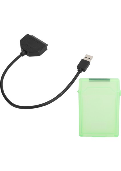 2.5in Sata USB 3.0 Adaptörü SSD HDD Sabit Sürücü Kablosu Bilgisayar Aksesuarları Koruma Kutusu (Yeşil) (Yurt Dışından)