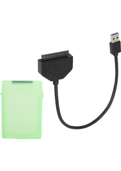 2.5in Sata USB 3.0 Adaptörü SSD HDD Sabit Sürücü Kablosu Bilgisayar Aksesuarları Koruma Kutusu (Yeşil) (Yurt Dışından)
