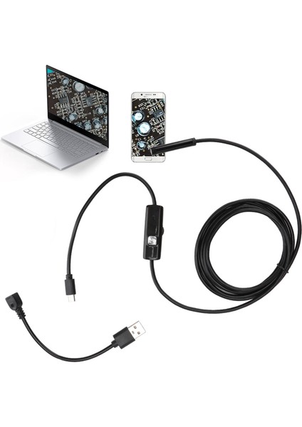 Android / Windows Için 2'si 1 Arada Hd IP67 Su Geçirmez 7mm Mobil Telefon Endoskopu 2 Metre USB Kablo ile (Yurt Dışından)