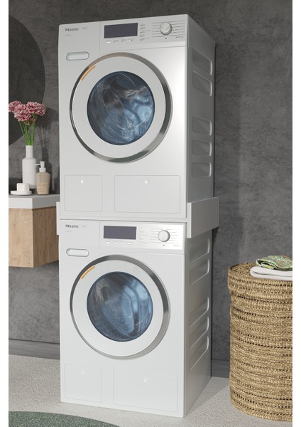 Milano Banyo Dolabı Çamaşır ve Kurutma Makinesi Dolabı Çamaşır Makinesi Rafı Beyaz