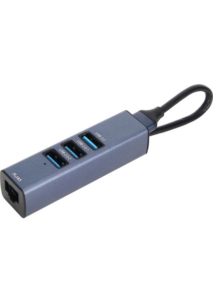 USB Ethernet Adaptörü 4 Port 100MBPS 5gbps Alüminyum Alaşımlı USB 3.0 Hub Dizüstü Masaüstü Tablet Için (Yurt Dışından)