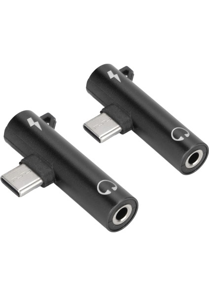 2 Adet USB C - 3,5 mm Ses Adaptörü 2'si 1 Arada Ses Şarj USB C - Ses Jakı Abs USB C - Ses Jakı Telefon Tablet Siyah (Yurt Dışından)