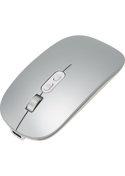 Bluetooth Fare Sessiz Tip C Şarjlı 2.4g Kablosuz Fare Renkli Işıklı Macbook Için Windows Pc Için Telefon Için Gümüş Gri (Yurt Dışından)