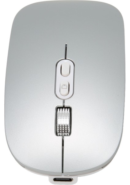 Bluetooth Fare Sessiz Tip C Şarjlı 2.4g Kablosuz Fare Renkli Işıklı Macbook Için Windows Pc Için Telefon Için Gümüş Gri (Yurt Dışından)