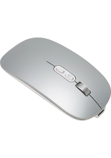 Bluetooth Fare Sessiz Tip C Şarjlı 2.4g Kablosuz Fare Renkli Işıklı Macbook Için Windows Pc Için Telefon Için Gümüş Gri (Yurt Dışından)