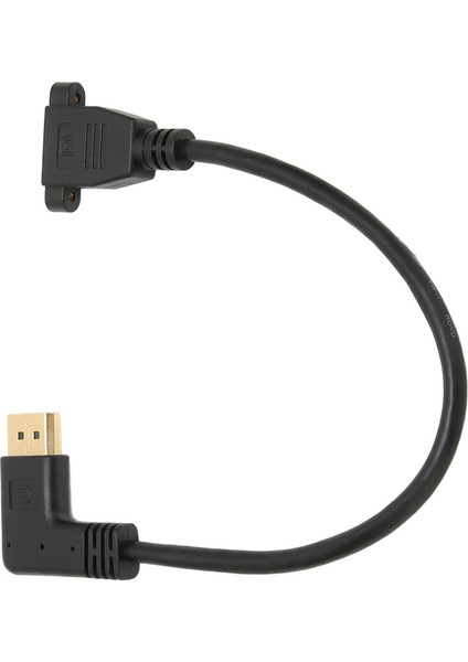 Dik Açı Displayport Kablosu Çift Delikli Kilitlenebilir Tip 4K Hd 90 Derece Dirsek Displayport Adaptörü Dp 1.2 Için (Yurt Dışından)
