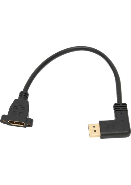 Dik Açı Displayport Kablosu Çift Delikli Kilitlenebilir Tip 4K Hd 90 Derece Dirsek Displayport Adaptörü Dp 1.2 Için (Yurt Dışından)
