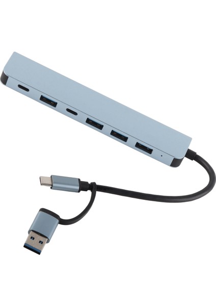 Type C Hub 7 Port Yüksek Hızlı Iletim Alüminyum Alaşımlı Tak ve Çalıştır Tip C Yerleştirme Istasyonu Pc Dizüstü Telefon Için (Yurt Dışından)