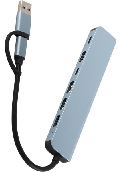 Type C Hub 7 Port Yüksek Hızlı Iletim Alüminyum Alaşımlı Tak ve Çalıştır Tip C Yerleştirme Istasyonu Pc Dizüstü Telefon Için (Yurt Dışından)
